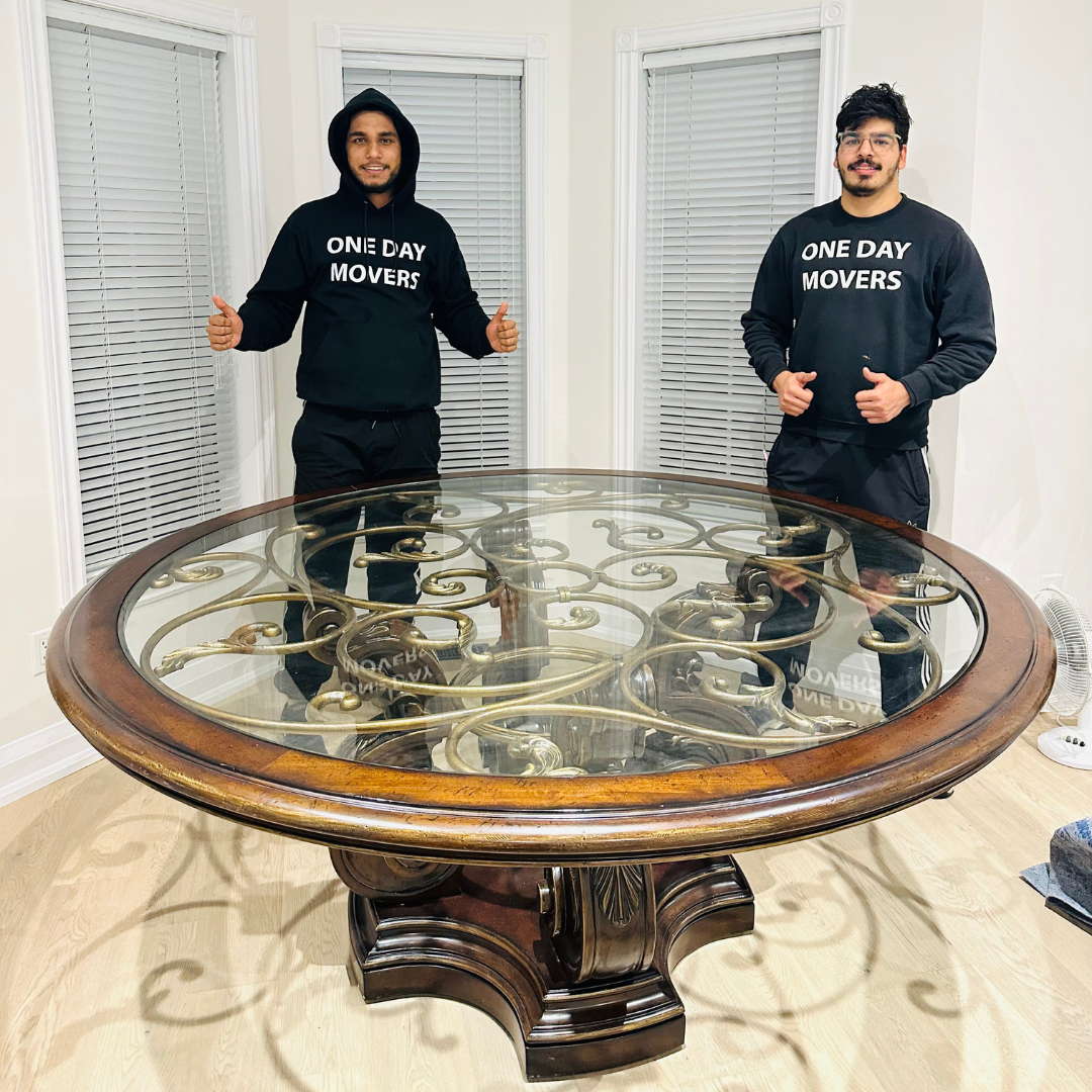 Living and dining room furniture rearrangement during move